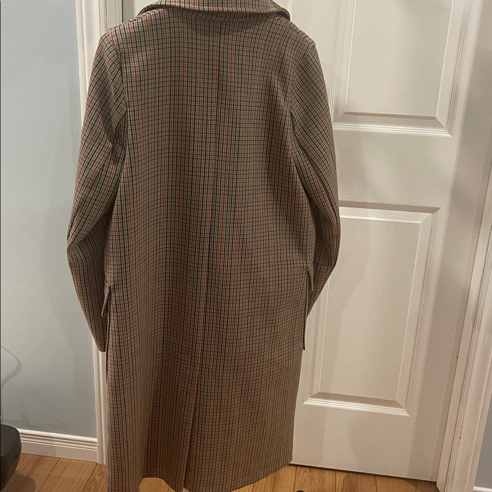 H&M Double-Breasted Checked Trench Coat in Brown and Red - Picture 4 of 12